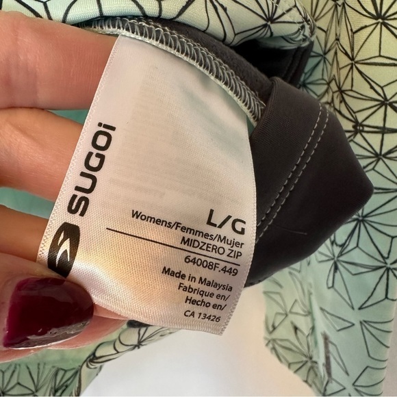 Sugoi Women’s Large Cycling Fleece Top Long Sleeve Aqua Midzero 1/4 Zip EUC - Picture 5 of 11